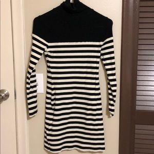 Topshop Striped Turtleneck Dress
